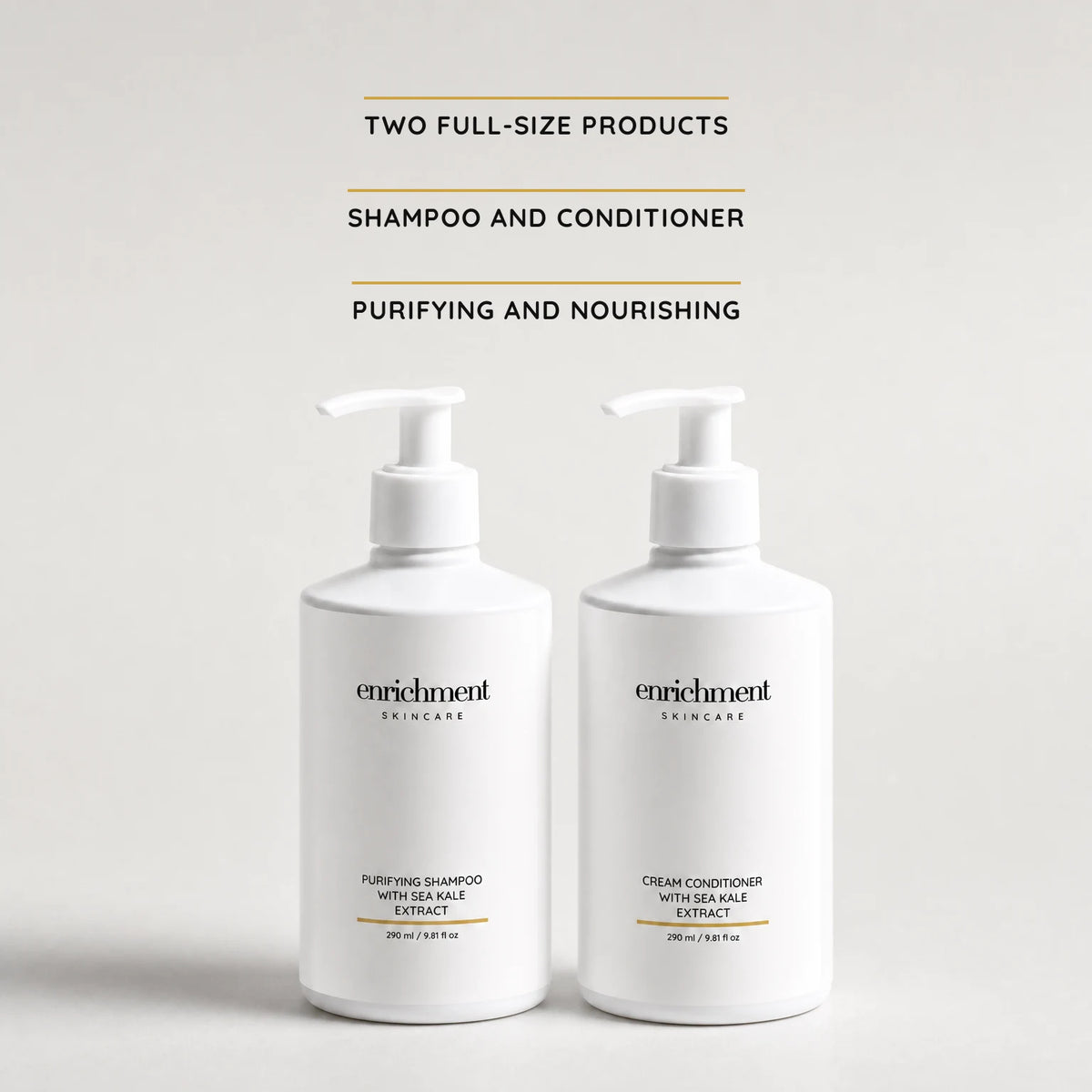 The Sea Kale Hair Duo: two full-size products, shampoo and conditioner, purifying and nourishing