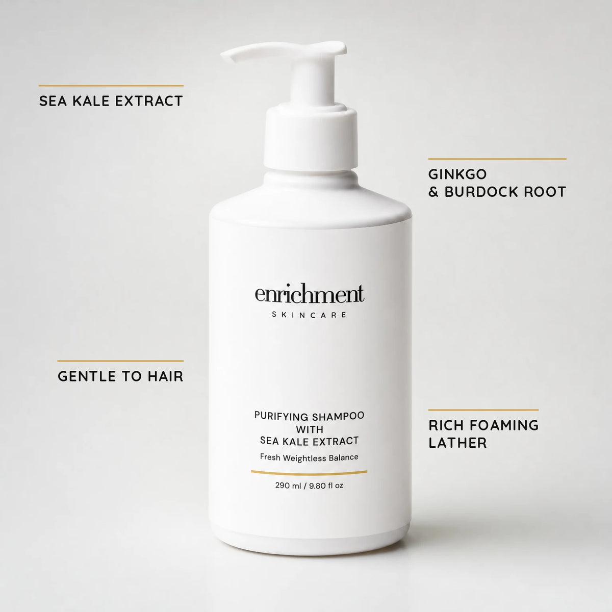 Purifying Shampoo with Sea Kale Extract with key ingredient claims