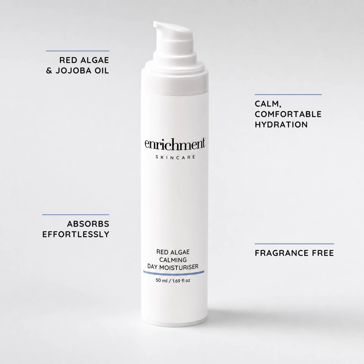 Red Algae Calming Day Moisturiser – key claims
