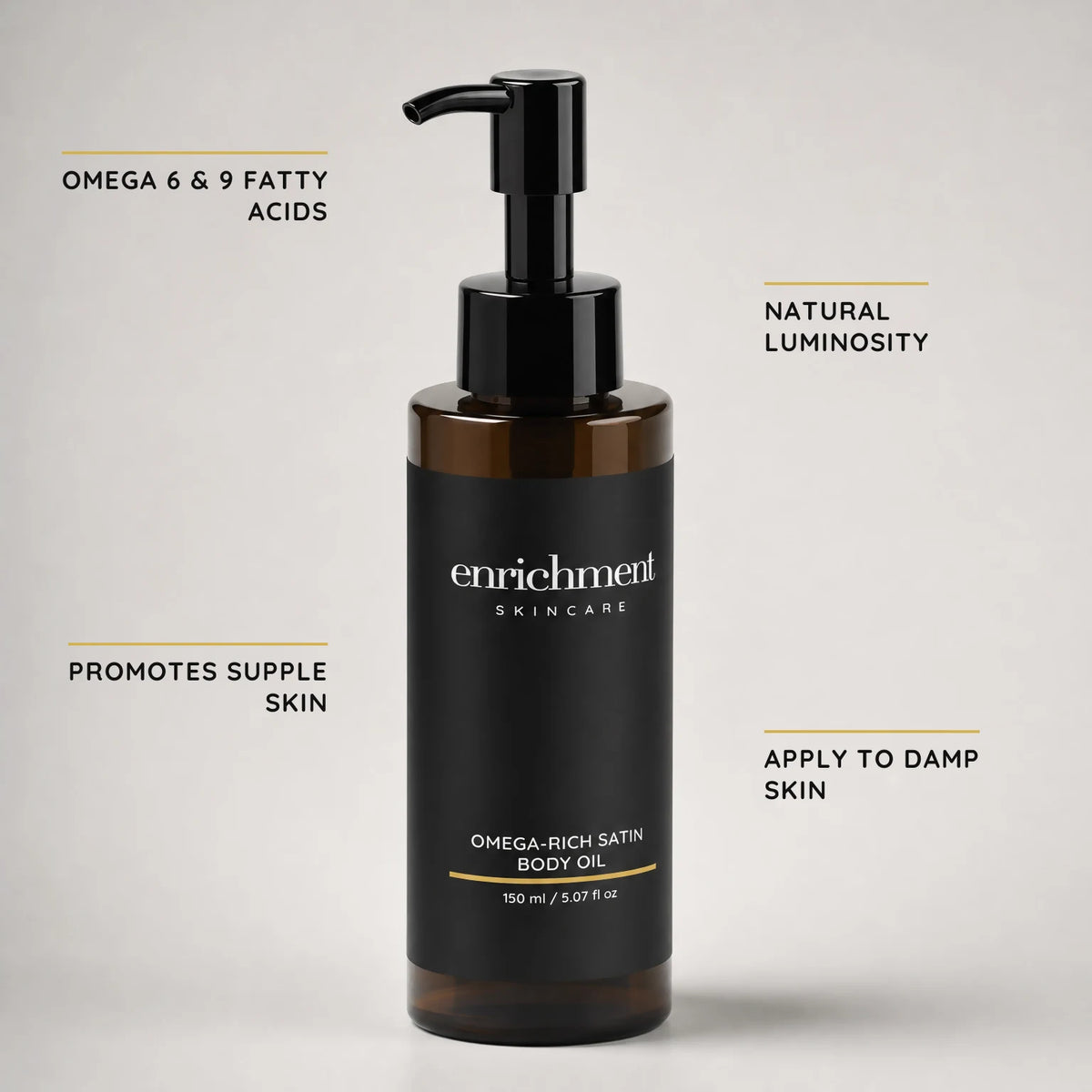Omega-Rich Satin Body Oil with key ingredient claims