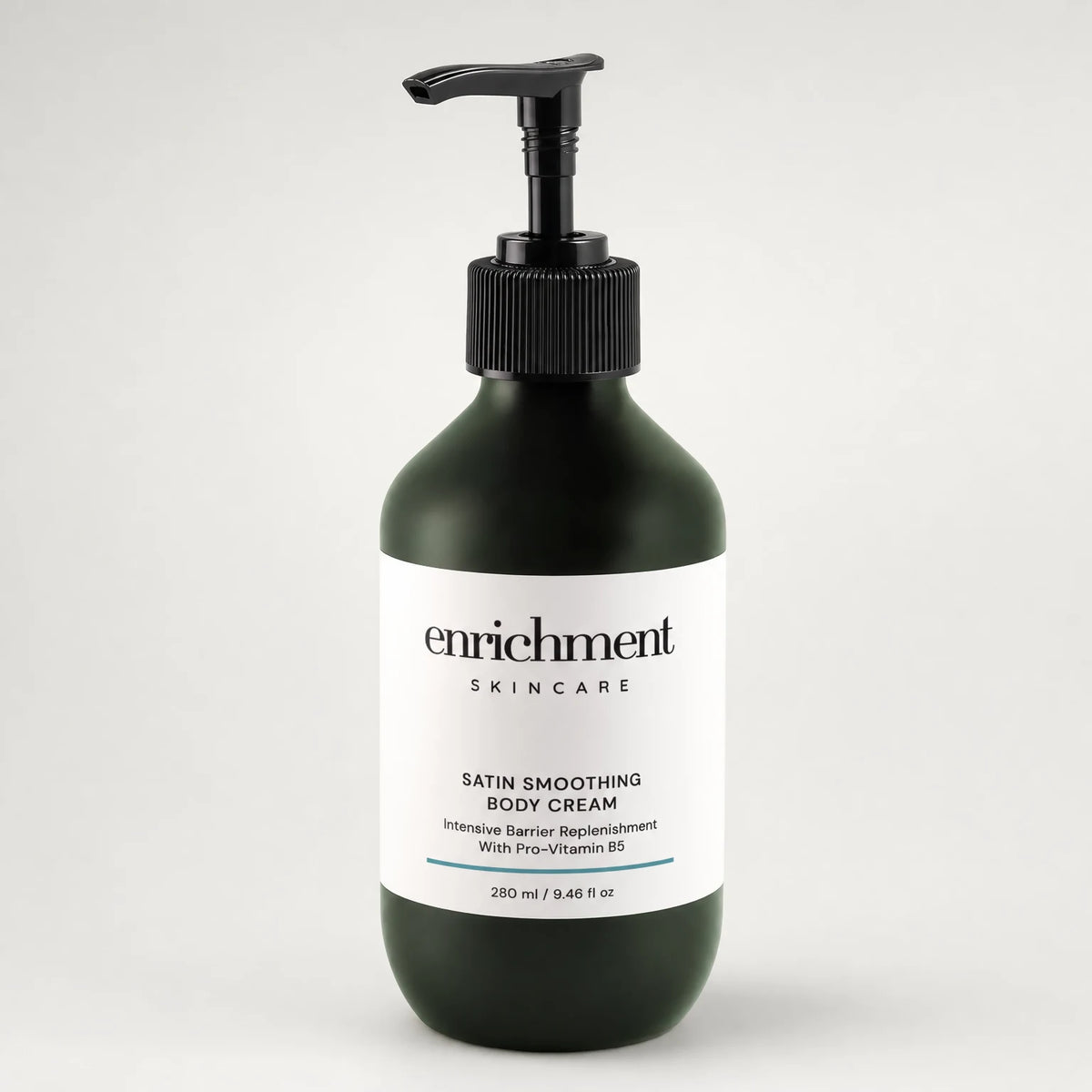Satin Smoothing Body Cream in a green bottle - product shot