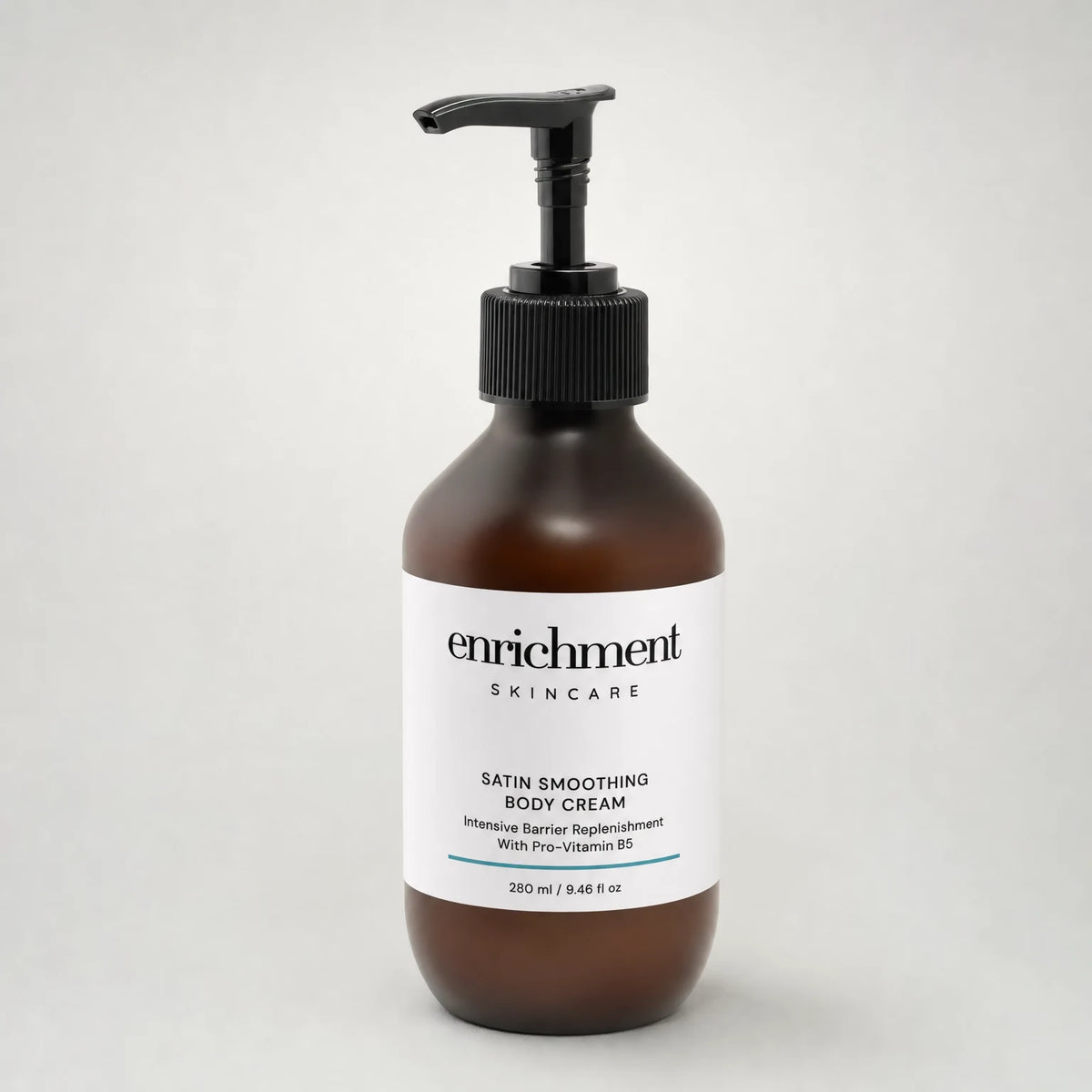 Satin Smoothing Body Cream in an amber bottle - product shot