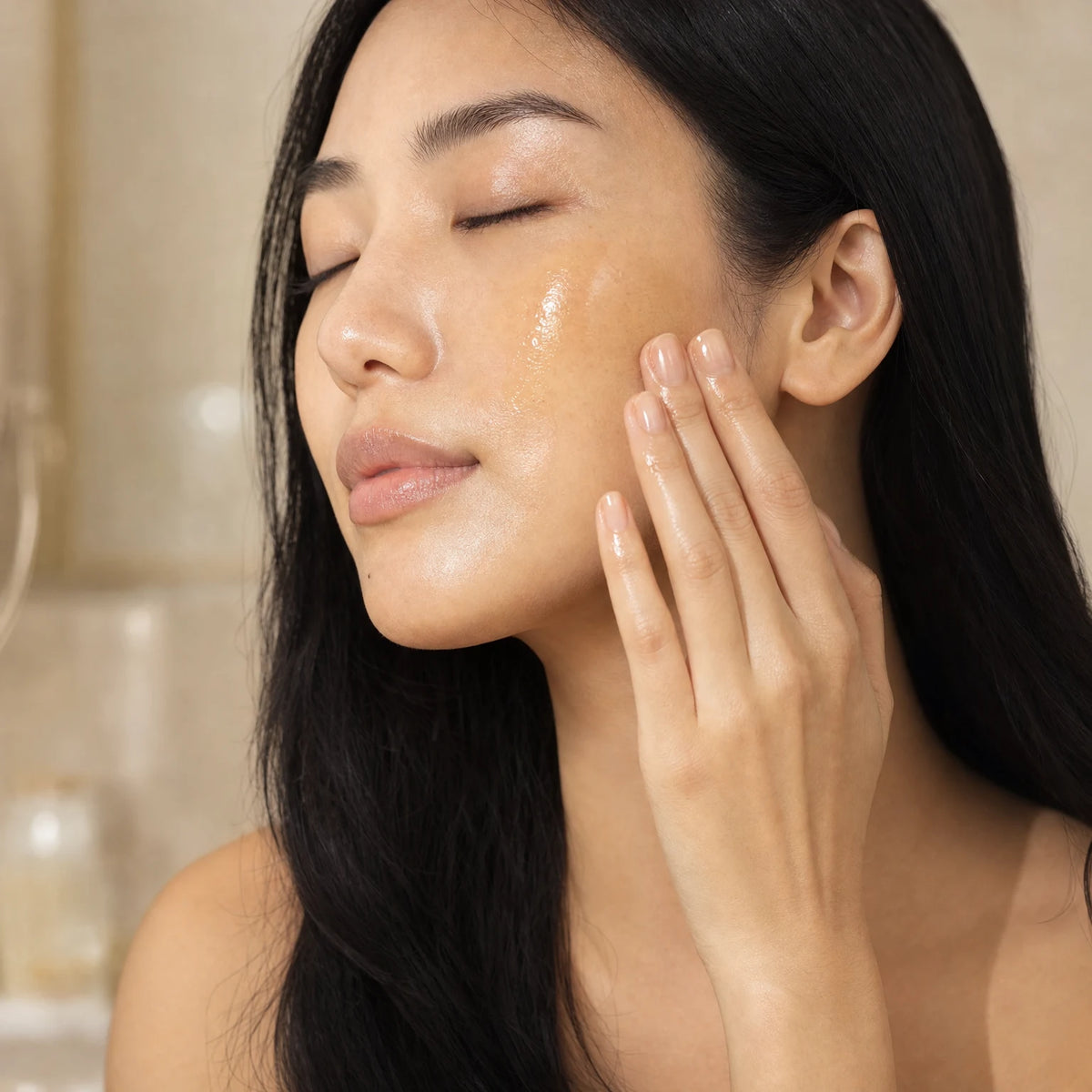 Sea Buckthorn Glow Facial Oil – applied to skin