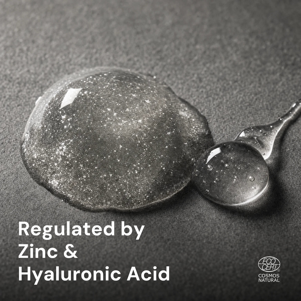 Zinc dissolving into a translucent mineral-flecked gel droplet
