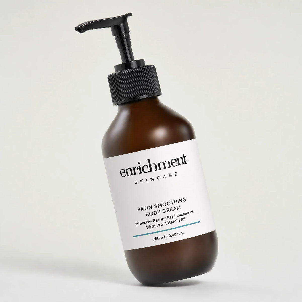 Satin Smoothing Body Cream in an amber bottle - packaging close-up